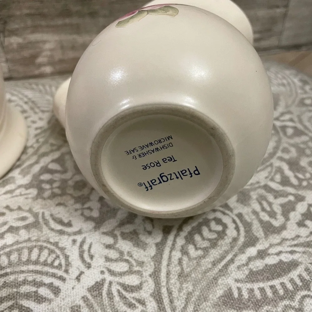 Pfaltzgraff Tea Rose Sugar Bowl and Creamer Pitcher Set Floral Design